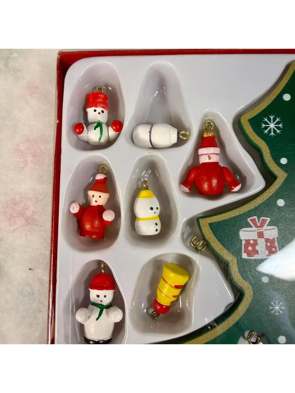 Hand Painted Wooden Christmas Tree with 20 Mini Ornaments